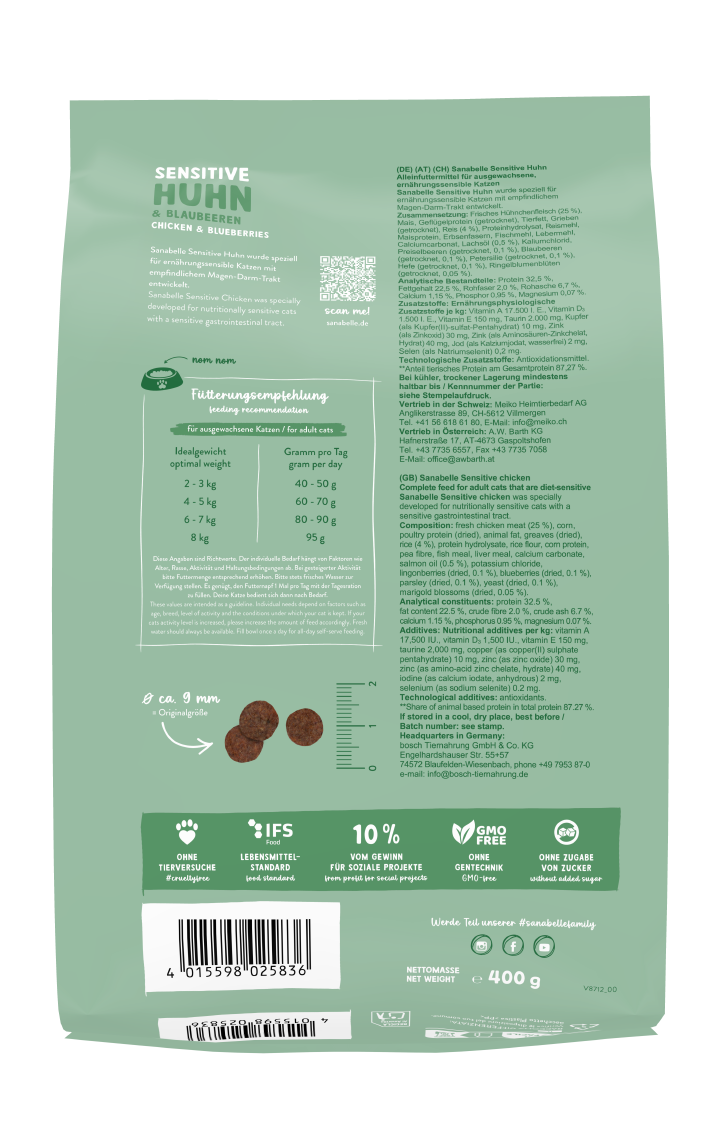 Sanabelle Katzen-Trockenfutter Sensitive Huhn